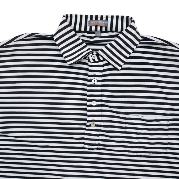 Peter Millar Summer Comfort Polo Shirt Mens Large Black Striped Performance Golf - Picture 1 of 9